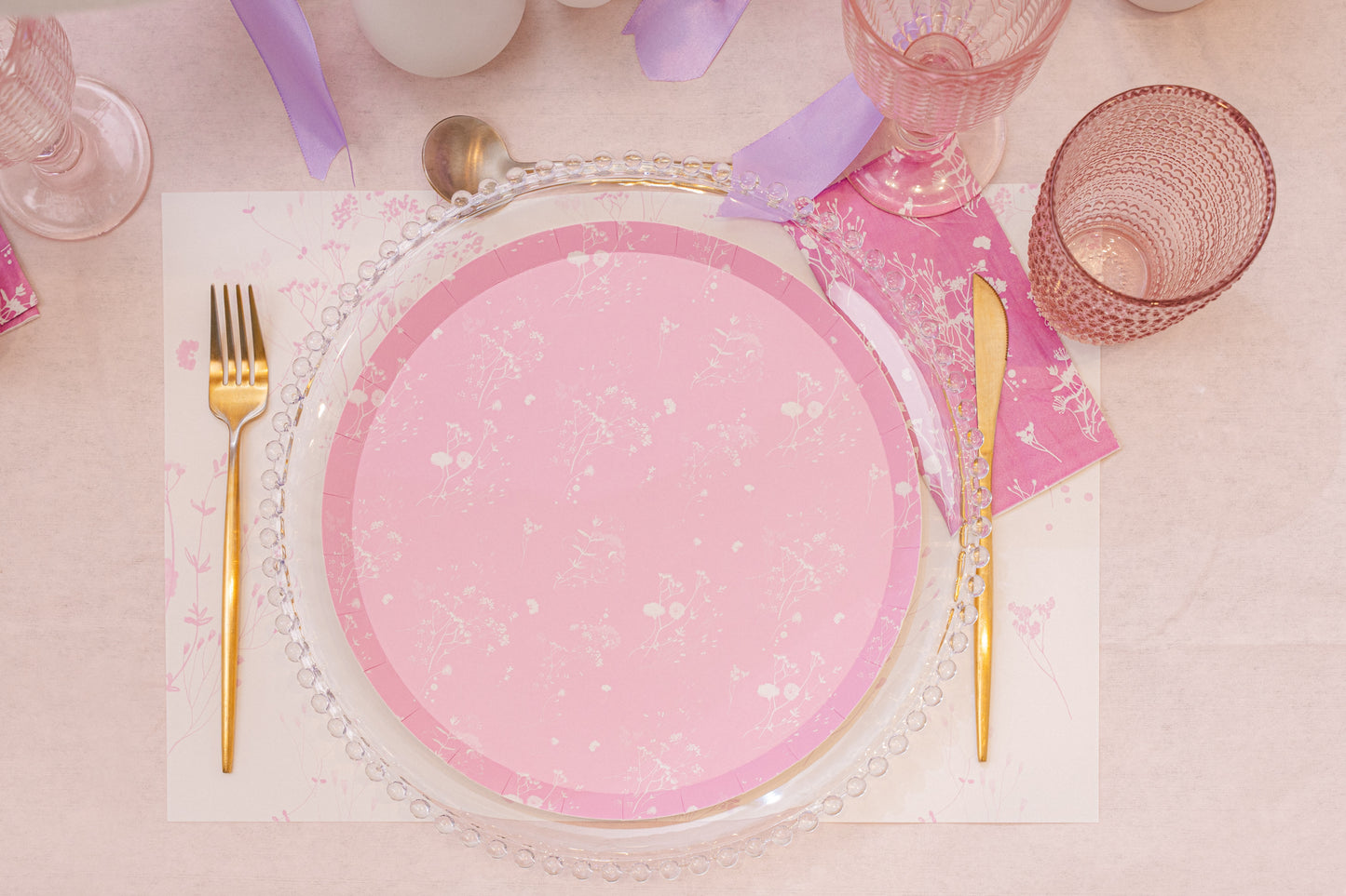 Lilac Full Set - Disposable Plates, Placemats and Napkins